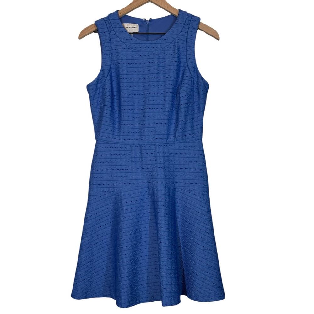 Donna Morgan Blue Textured Fit Flare Dress Size 6 Cocktail